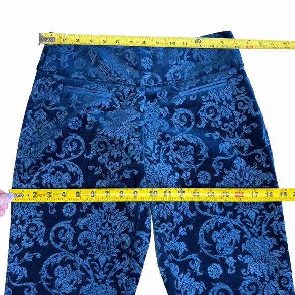 Vtg Y2K 90s Caché Blue Velvet Damask Pants 2 Whimsical Womens Romantic Feminine - Picture 5 of 10